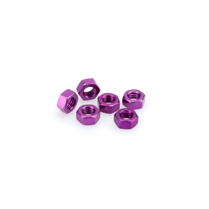 PUIG PURPLE ANODIZED SCREWS KIT - COD. 0863L - Anodized aluminum nuts. Blister of 6 pieces. Size M8.