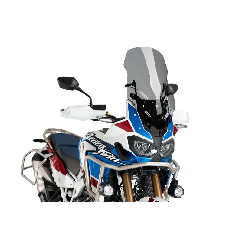 puig adjustable touring windshield and mem for honda crf1000l africa twin 16 19 dark smoke