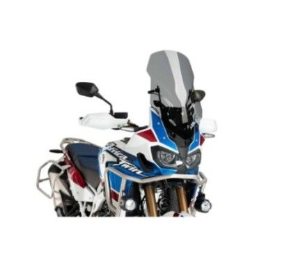 puig adjustable touring windshield and mem for honda crf1000l africa twin 16 19 dark smoke