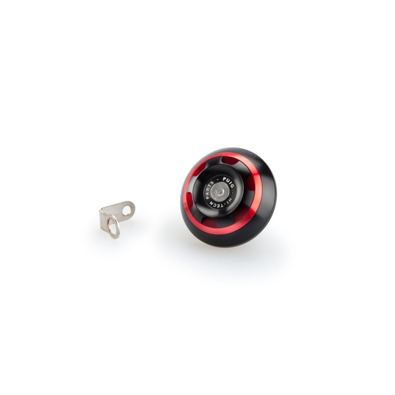 BOUCHON D'HUILE MOTEUR PUIG TRACK POUR TRIUMPH COULEUR ROUGE - COD. 20338R - MatiEre : aluminium anodisE NOIR AVEC bague colorEe