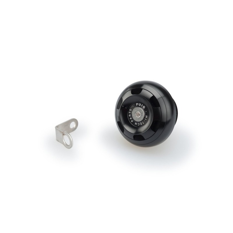 Bouchon d'huile moteur Puig Track pour Aprilia, couleur noire, reference 20343N, filetage M25 x 15