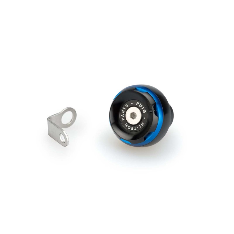 BOUCHON D'HUILE MOTEUR PUIG TRACK POUR KTM COULEUR BLEU - COD. 20348A - MatEriel : aluminium anodisE NOIR AVEC bague colorEe.