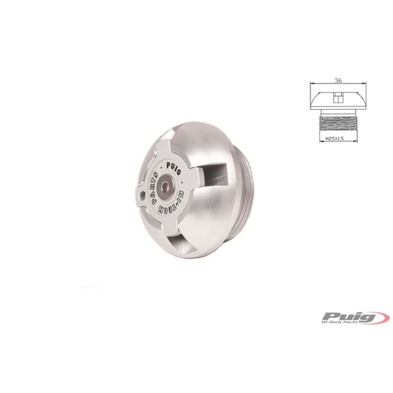 Bouchon d'huile moteur Puig pour Aprilia couleur argent cod 6777p filetage M25x15