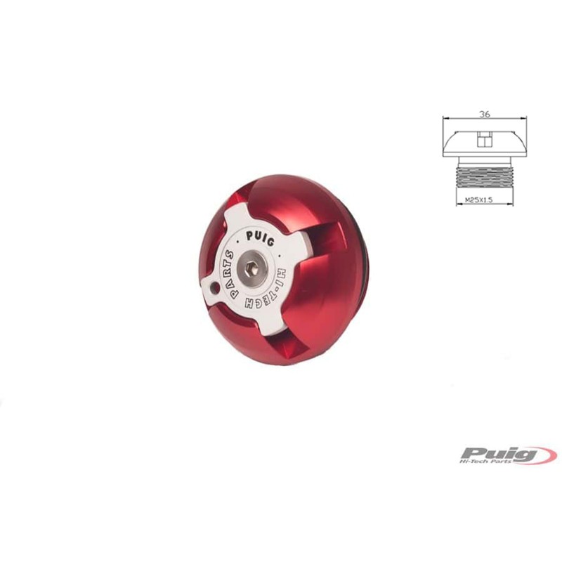 Bouchon d'huile moteur Puig pour Aprilia, couleur rouge, reference 6777R, filetage M25x15