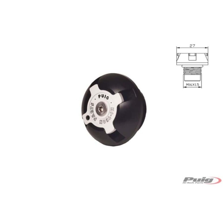 PUIG ENGINE OIL CAP FOR KTM COLOR BLACK - COD. 7140N - Material: black anodized aluminum with colored ring.