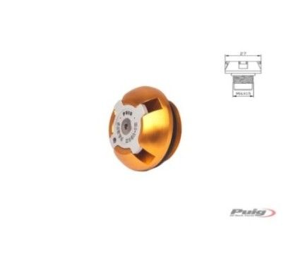 Bouchon d'huile moteur Puig pour KTM couleur or cod 7140o materiau aluminium anodise noir avec anneau colore