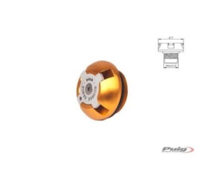PUIG ENGINE OIL CAP FOR KTM GOLD - COD. 7140O - Material: black anodized aluminum with colored ring.