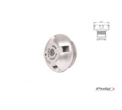 Bouchon d'huile moteur Puig pour KTM couleur argent cod 7140p materiau aluminium anodise noir avec anneau colore