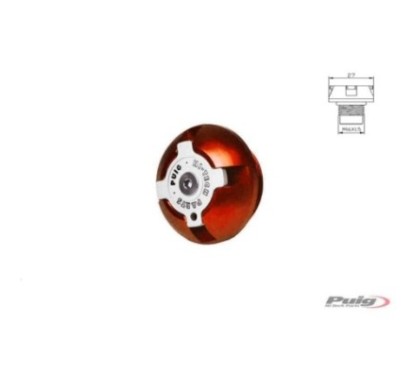 Bouchon d'huile moteur Puig pour KTM couleur orange cod 7140T materiau aluminium anodise noir avec anneau colore