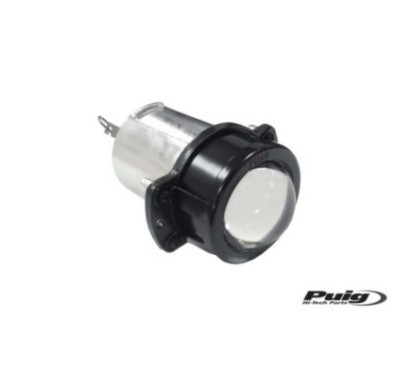 PUIG LIGHT AND BULB FOR HEADLIGHTS COLOR BLACK - COD. 5562N - Approved. Length: 80mm. Diameter: 50mm. Voltage: 12V. Power: 55W.