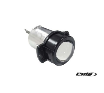 PUIG LIGHT AND BULB FOR HEADLIGHTS COLOR BLACK - COD. 3449N - Approved. Length: 130mm. Diameter: 75mm. Voltage: 12V. Power: 55W.