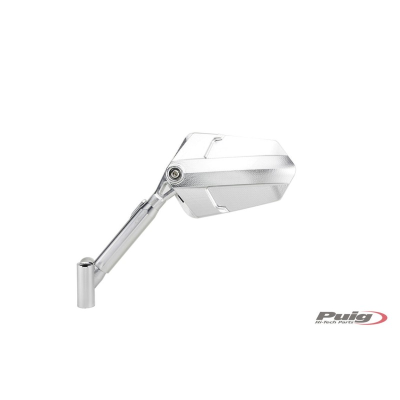 PUIG ESPEJO RETROVISERA DERECHO MOD. EXPLORER ALUMINIO - COD. 010DD - Dimensiones copa: 145x90 mm - Ajustable