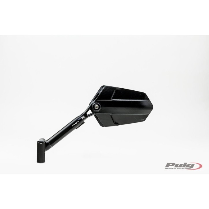 PUIG RIGHT REARVIEW MIRROR MOD. EXPLORER BLACK - Dimensions: 145x90 mm - Adjustable - Approved
