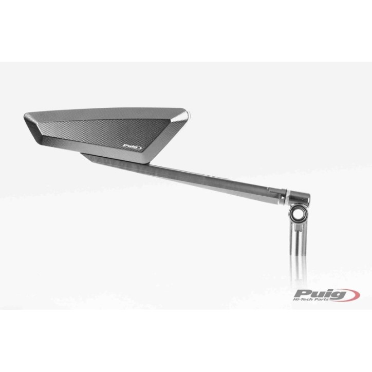 PUIG RIGHT REARVIEW MIRROR MOD. HYPERNAKED ALUMINUM - Dimensions: 48x145 mm - Adjustable - Not approved