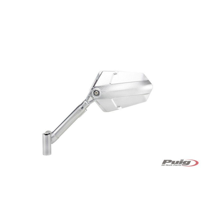 PUIG ESPEJO RETROVISERA IZQUIERDO MOD. EXPLORER ALUMINIO - COD. 014DD - Dimensiones copa: 145x90 mm - Ajustable