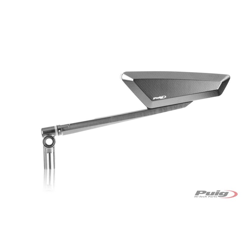 PUIG LEFT REARVIEW MIRROR MOD. HYPERNAKED ALUMINUM - COD. 9884D - Dimensions: 48x145 mm - Universal thread