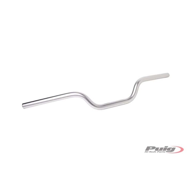 GUIDON CYLINDRIQUE PUIG HI-TECH COULEUR ARGENT - Guidon A section cylindrique, rEalisE en ergal - DiamEtre: 22mm, hauteur: