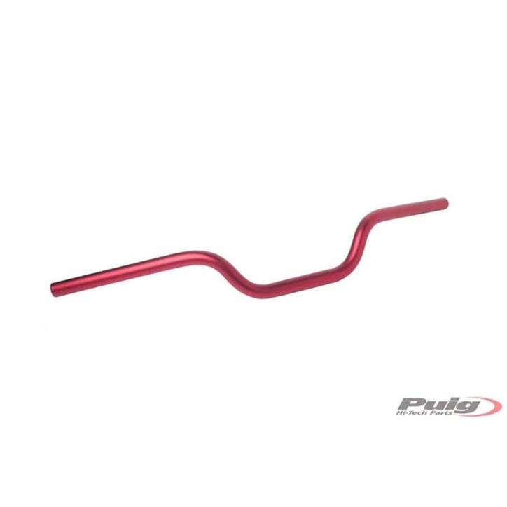 GUIDON CYLINDRIQUE PUIG HI-TECH COULEUR ROUGE - Guidon A section cylindrique, fabriquE en ergal - DiamEtre: 22mm, hauteur: