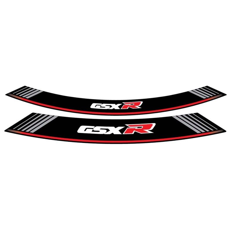 Autocollants Puig pour jantes Suzuki GSX R argent. Le lot comprend 8 bandes adhesives. Code 5525P.