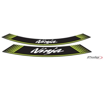 AUTOCOLLANTS POUR JANTES PUIG KAWASAKI NINJA VERT - L'ensemble AVEC est composE de 8 bandes adhEsives - COD. 5528V