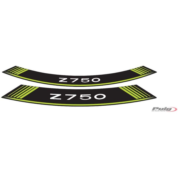 PUIG STICKERS FOR WHEELS KAWASAKI Z750 GREEN - The set consists of 8 adhesive strips - COD. 5545V