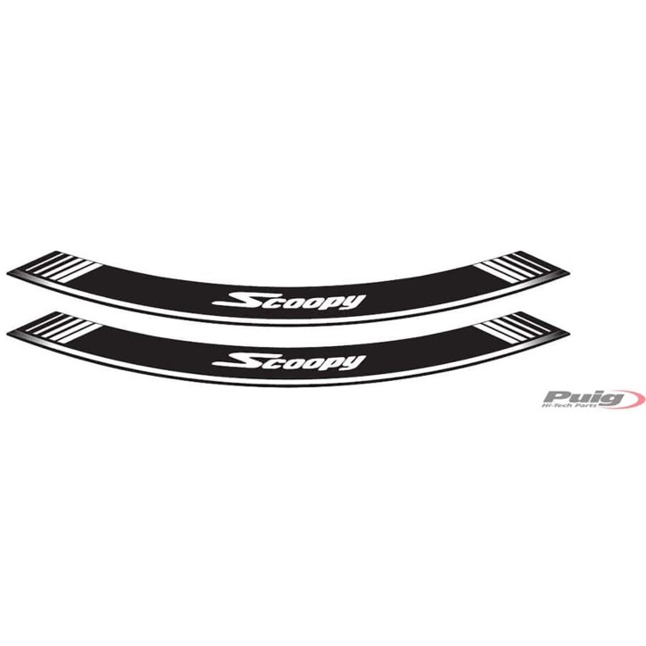 PUIG STICKERS FOR RIMS HONDA SCOOPY SH WHITE - The set consists of 8 adhesive strips - COD. 5559B