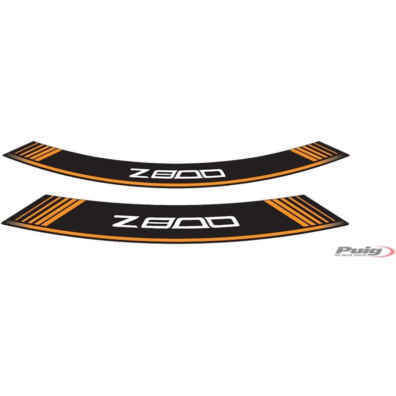 PUIG STICKERS FOR RIMS KAWASAKI Z800 ORANGE - The set consists of 8 adhesive strips - COD. 6561T