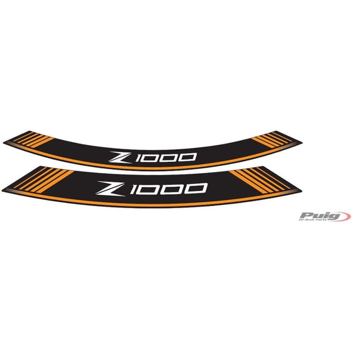 PUIG STICKERS FOR RIMS KAWASAKI Z1000 ORANGE - The set consists of 8 adhesive strips - COD. 7590T