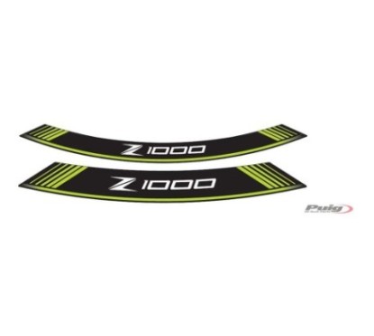 PUIG ADHESIVOS RUEDAS KAWASAKI Z1000 VERDE - El set se compone de 8 tiras adhesivas - COD. 7590V