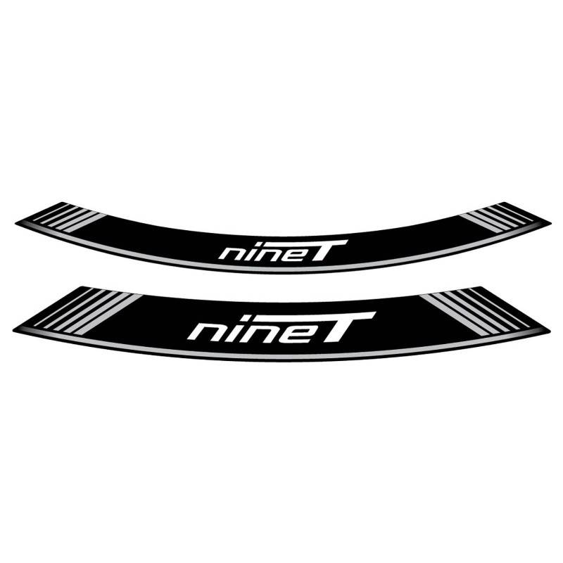 Adhesivos Puig para llantas BMW R Nine T color plata. El set consta de 8 tiras adhesivas cod. 9133P.