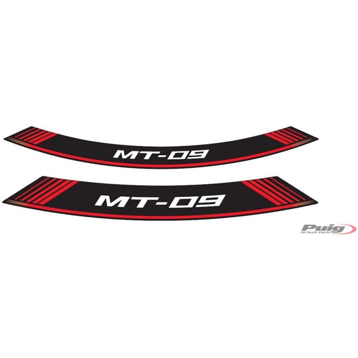 AUTOCOLLANTS POUR JANTES PUIG YAMAHA MT-09 ROUGE - L'ensemble AVEC est composE de 8 bandes adhEsives - COD. 9135R