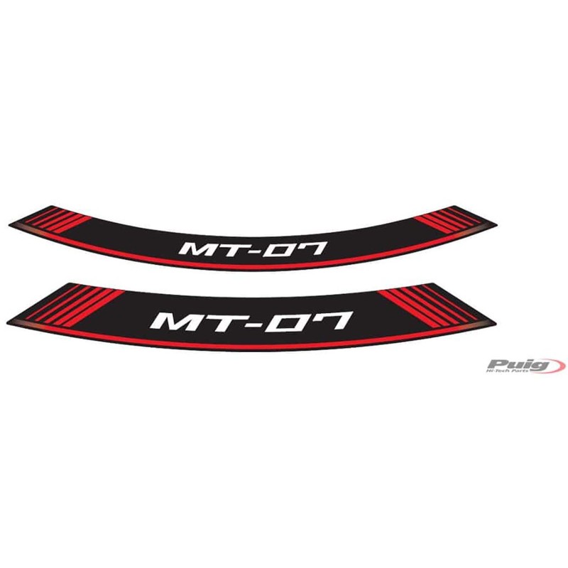 AUTOCOLLANTS POUR JANTES PUIG YAMAHA MT-07 ROUGE - L'ensemble AVEC est composE de 8 bandes adhEsives - COD. 9136R