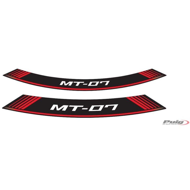 Adhesivos Puig Llantas Yamaha MT 07 Rojo El set consta de 8 tiras adhesivas cod 9136r