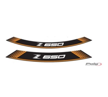 PUIG STICKERS FOR RIMS KAWASAKI Z650 ORANGE - The set consists of 8 adhesive strips - COD. 9290T