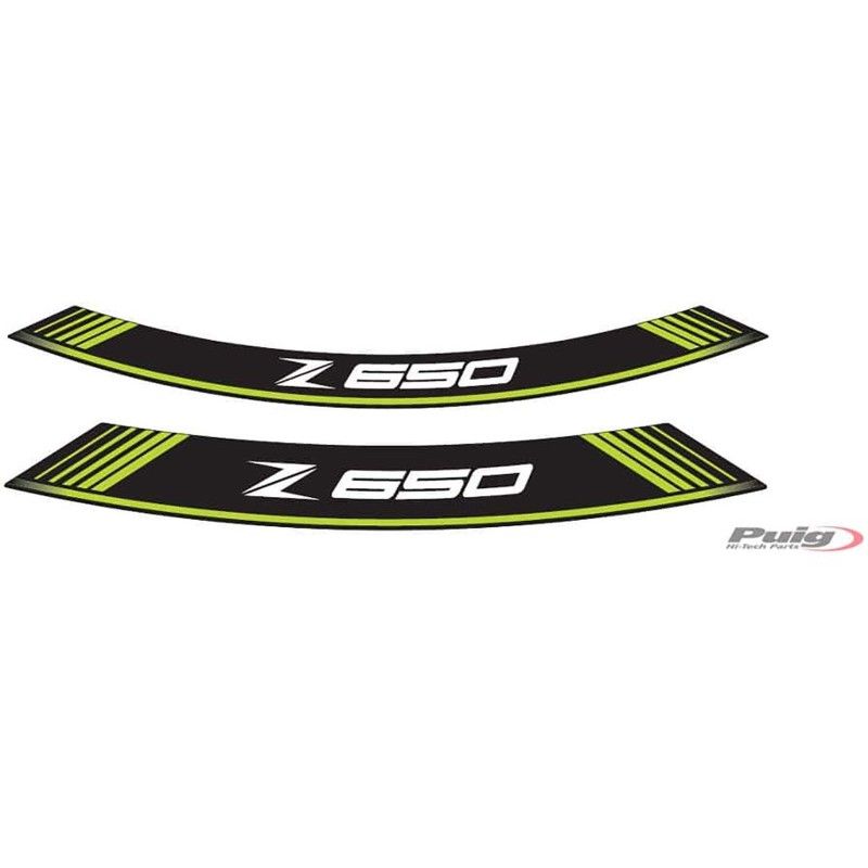 Adhesivos Puig Llantas Kawasaki Z650 Verde El set consta de 8 tiras adhesivas cod 9290v
