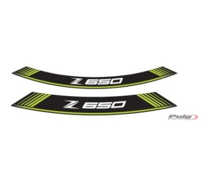 AUTOCOLLANTS DE ROUES PUIG KAWASAKI Z650 VERT - L'ensemble AVEC est composE de 8 bandes adhEsives - COD. 9290V