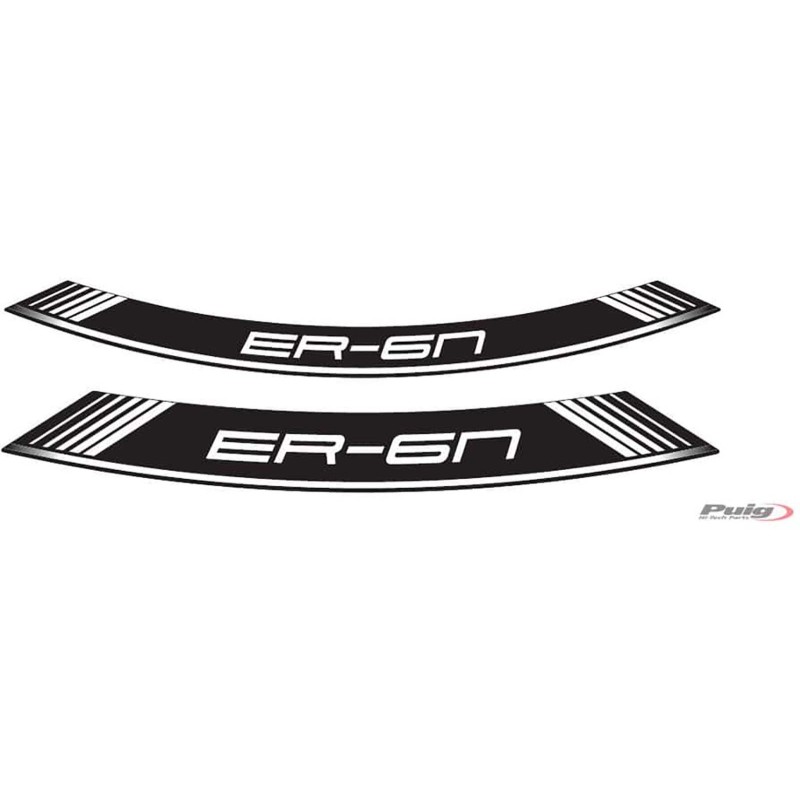 PUIG RIMS STICKER KAWASAKI ER-6N F WEISS ? DAS SET BESTEHT AUS 8 KLEBESTREIFEN ? COD. 9311B