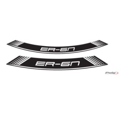 PUIG RIMS STICKER KAWASAKI ER-6N F WEISS ? DAS SET BESTEHT AUS 8 KLEBESTREIFEN ? COD. 9311B