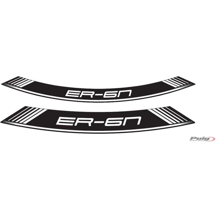 PUIG RIMS STICKER KAWASAKI ER-6N/F WEISS ? DAS SET BESTEHT AUS 8 KLEBESTREIFEN ? COD. 9311B