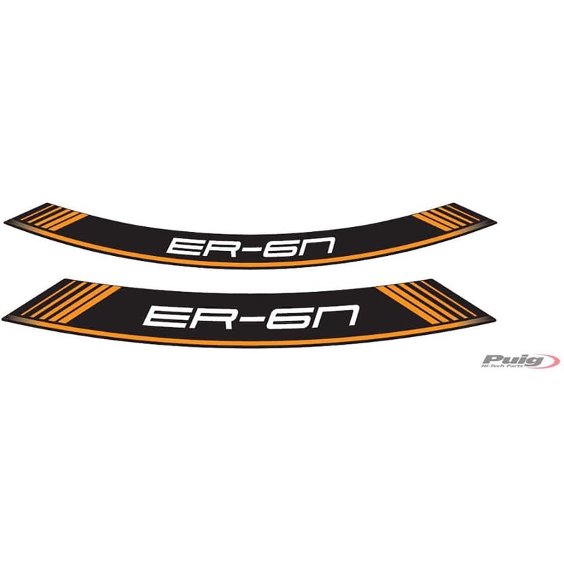 AUTOCOLLANTS DE ROUES PUIG KAWASAKI ER-6N F ORANGE - L'ensemble AVEC est composE de 8 bandes adhEsives - COD. 9311T