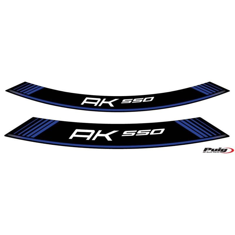 Adhesivos Puig Llantas Kymco Ak 550 Azul El set consta de 8 tiras adhesivas cod 9630a