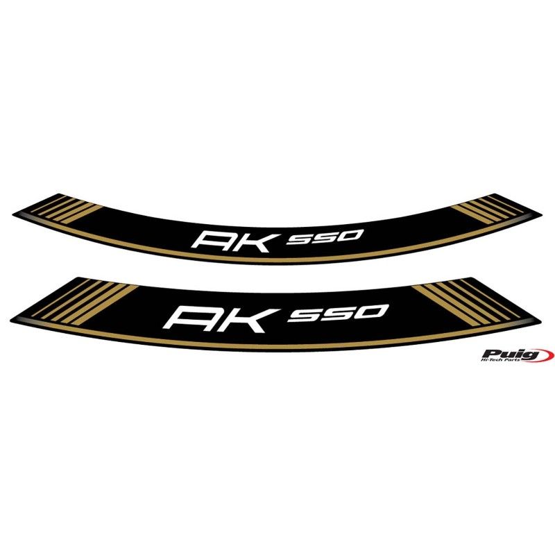 Adhesivos llantas puig kymco ak 550 dorados el set consta de 8 tiras adhesivas cod 9630o