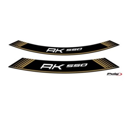 PUIG ADHESIVOS LLANTAS KYMCO AK 550 ORO - El set se compone de 8 tiras adhesivas - COD. 9630O