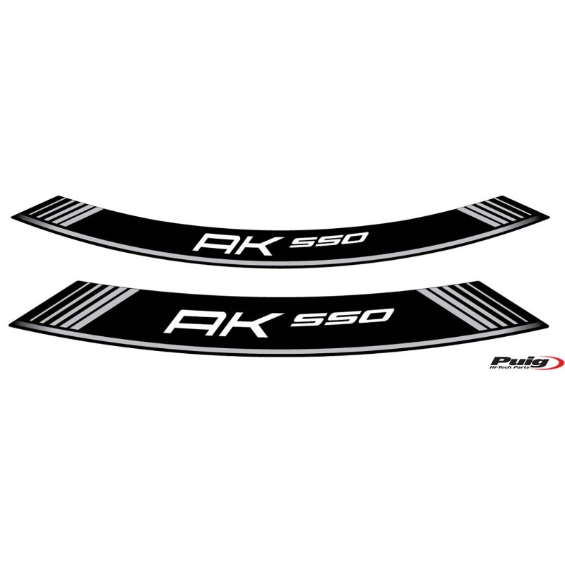 PUIG STICKERS RIMS KYMCO AK 550 SILVER - The set consists of 8 adhesive strips - COD. 9630P