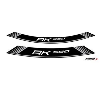 PUIG STICKERS RIMS KYMCO AK 550 SILVER - The set consists of 8 adhesive strips - COD. 9630P