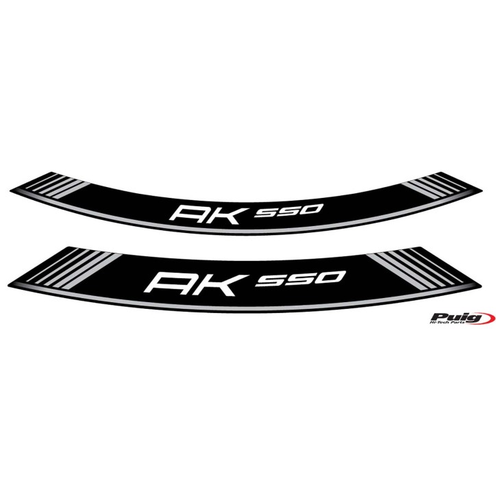 PUIG ADHESIVOS LLANTAS KYMCO AK 550 PLATA - El set se compone de 8 tiras adhesivas - COD. 9630P