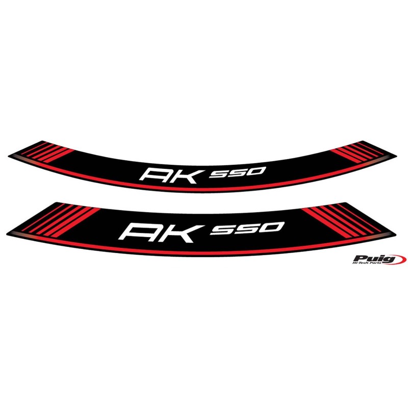 PUIG ADHESIVOS LLANTAS KYMCO AK 550 ROJO - El set se compone de 8 tiras adhesivas - COD. 9630R