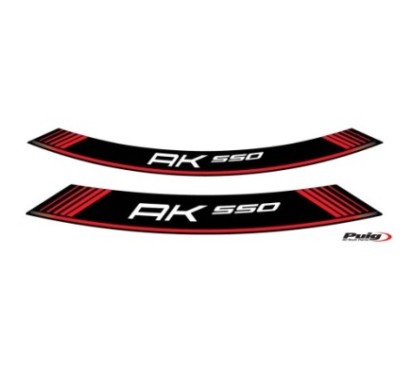 AUTOCOLLANTS POUR JANTES PUIG KYMCO AK 550 ROUGE - L'ensemble AVEC est composE de 8 bandes adhEsives - COD. 9630R