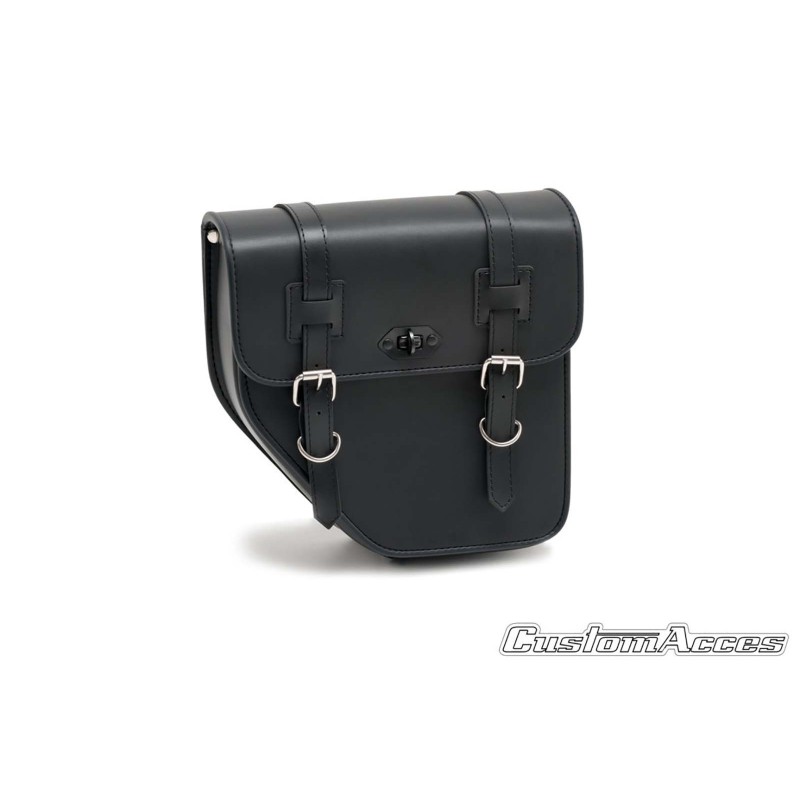 CUSTOM ACCES RIGHT SIDE BAG MOD. IBIZA WITH BLACK METALLIC BASE - COD. AP0013N - It has two closures with buckle.