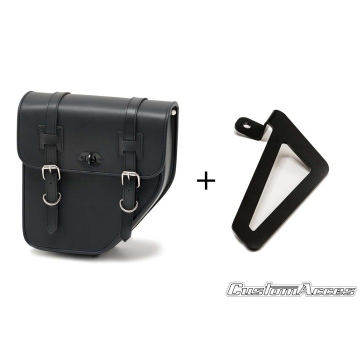 CUSTOM ACCES BORSA LATERALE SINISTRA CON BASE METALLICA MOD. IBIZA CON SUPPORTO NERO - COD. APS016N - Presenta due chiusure con